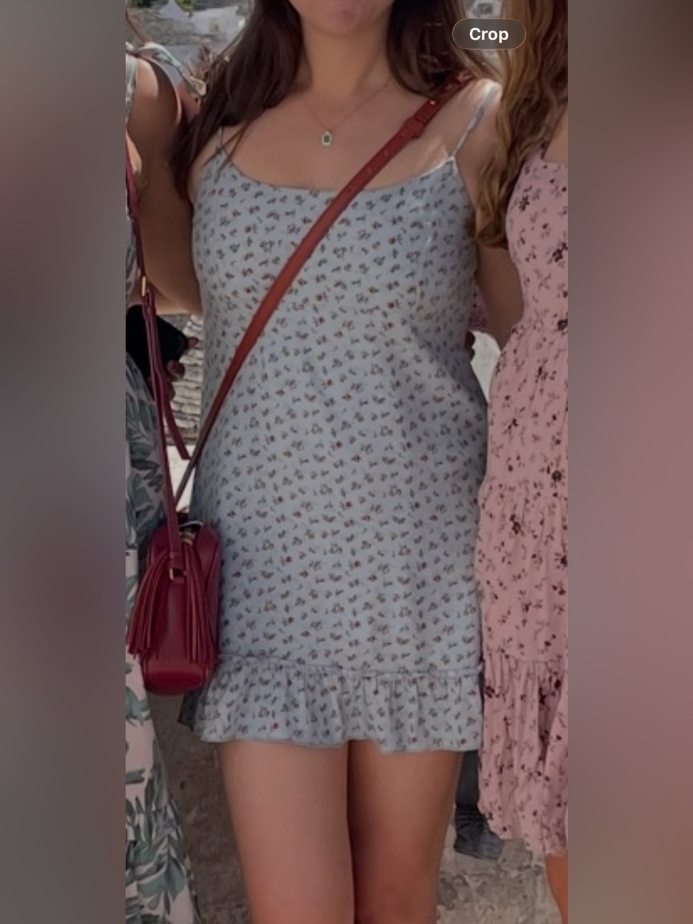 Audrey 3+1 Powder Blue Floral Spaghetti-Strap Ruffle Mini Dress